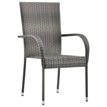 Stylish Stackable Outdoor Chairs - 4 pcs Grey Poly Rattan