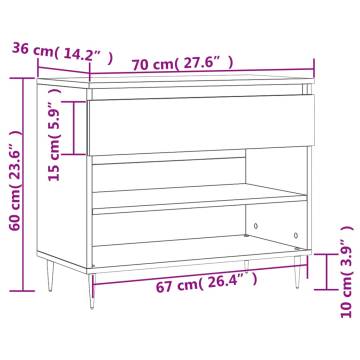 Shoe Cabinet White 70x36x60 cm | Durable Engineered Wood