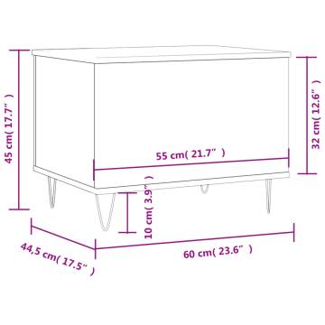 Stylish White Coffee Table - 60x44.5x45 cm Engineered Wood