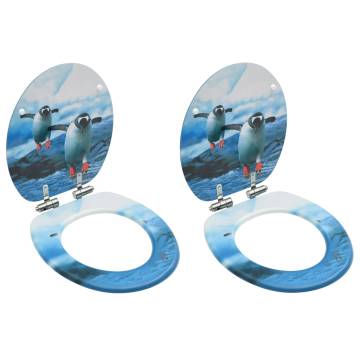 Penguin Design WC Toilet Seats with Soft Close - 2 pcs MDF