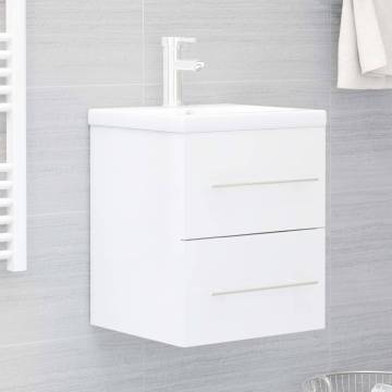 High Gloss White Sink Cabinet - Stylish Bathroom Storage