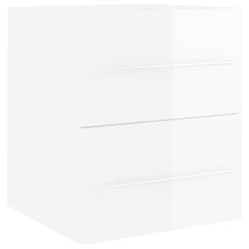 High Gloss White Sink Cabinet - Stylish Bathroom Storage