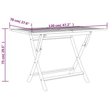 Folding Garden Table Grey 120x70 cm | Solid Teak Wood