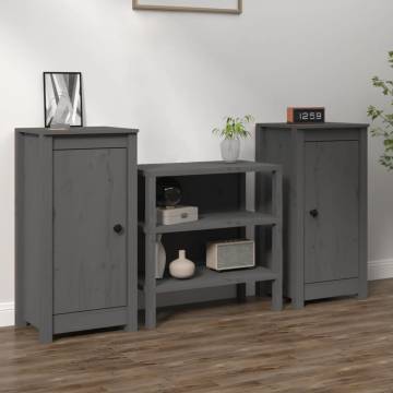 Stylish Grey Wooden Sideboards - 2 pcs | Hipomarket