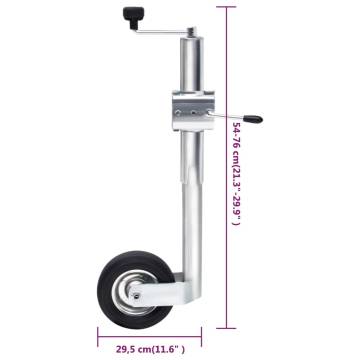 Jockey Wheel for Trailer - 60mm Galvanized Steel with Clamp