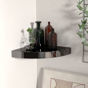 Floating Corner Shelf High Gloss Black - Stylish Storage Solution