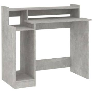 LED Desk in Concrete Grey - Modern 97x45 cm Home Office