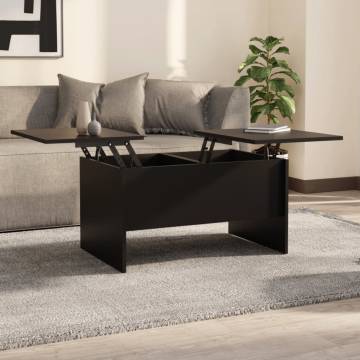 Stylish Black Coffee Table - 80x50 cm Engineered Wood