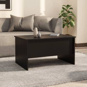 Stylish Black Coffee Table - 80x50 cm Engineered Wood