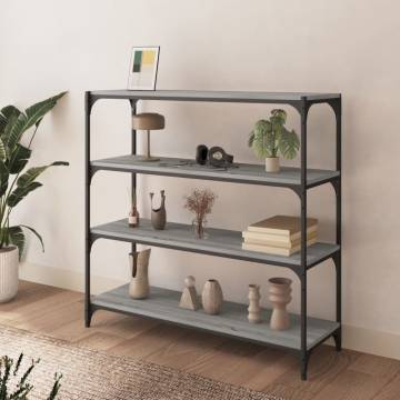 Stylish Grey Sonoma Book Cabinet - 100x33x100 cm