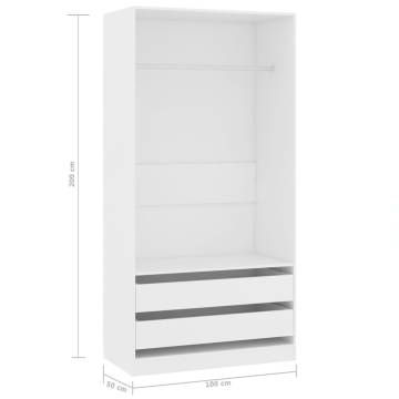 Compact White Wardrobe - 100x50x200 cm | HipoMarket UK