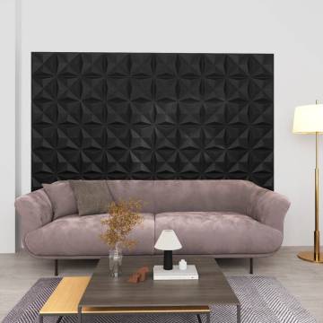 3D Wall Panels Origami Black - 24 pcs | 6 m² Coverage