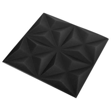 3D Wall Panels Origami Black - 24 pcs | 6 m² Coverage