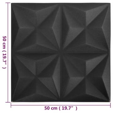 3D Wall Panels Origami Black - 24 pcs | 6 m² Coverage