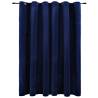 Dark Blue Velvet Blackout Curtain with Metal Rings - 290x245 cm