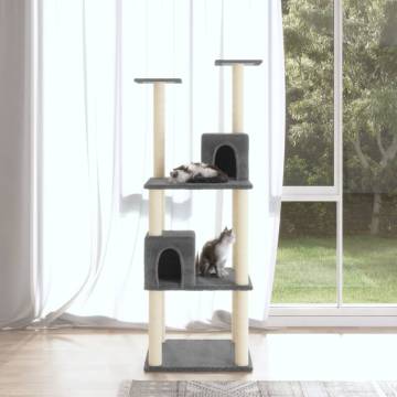 Cat Tree with Sisal Scratching Posts - Dark Grey 141 cm