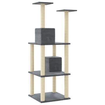 Cat Tree with Sisal Scratching Posts - Dark Grey 141 cm