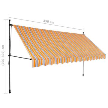 Manual Retractable Awning with LED - Yellow & Blue, 350 cm