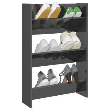 Wall Shoe Cabinet High Gloss Grey | Space-Saving Organizer