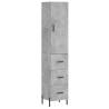 Stylish Highboard Concrete Grey - 34.5x34x180 cm