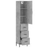 Stylish Highboard Concrete Grey - 34.5x34x180 cm