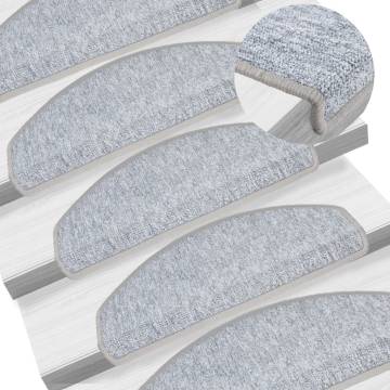 Carpet Stair Treads 15 pcs Light Grey | Hipomarket UK