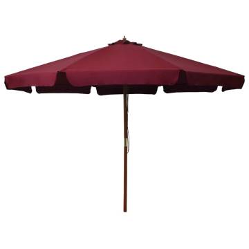 Outdoor Parasol with Wooden Pole - 330 cm Burgundy Shade