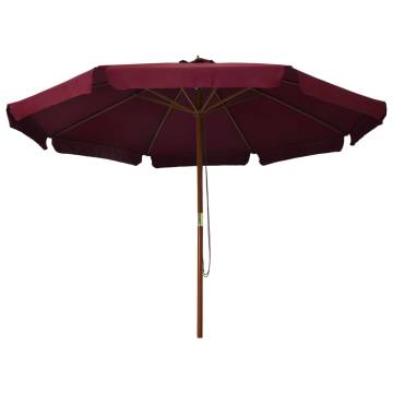 Outdoor Parasol with Wooden Pole - 330 cm Burgundy Shade