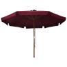 Outdoor Parasol with Wooden Pole - 330 cm Burgundy Shade