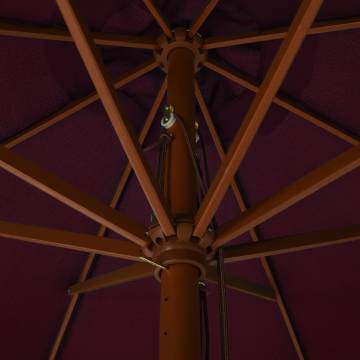 Outdoor Parasol with Wooden Pole - 330 cm Burgundy Shade