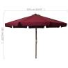 Outdoor Parasol with Wooden Pole - 330 cm Burgundy Shade