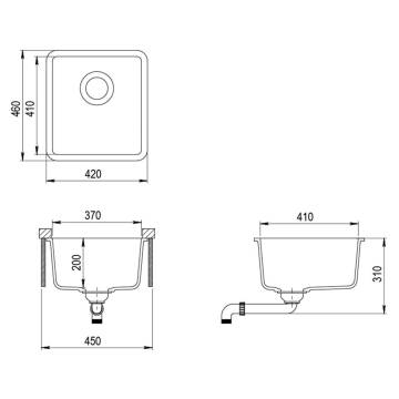 Granite Kitchen Sink Single Basin Grey - Hipomarket UK