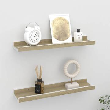 Stylish Wall Shelves - 2 pcs White & Sonoma Oak | HipoMarket