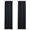 Blackout Curtains with Hooks – 2 pcs Black 140x225 cm