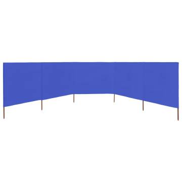 5-Panel Wind Screen Fabric 600x160 cm in Azure Blue | Hipomarket