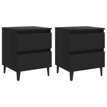 Stylish Black Bed Cabinets - 2 pcs | Hipo Market