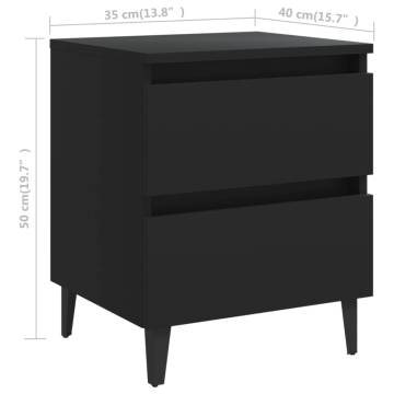 Stylish Black Bed Cabinets - 2 pcs | Hipo Market