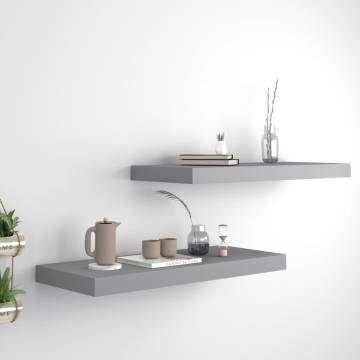 Stylish Floating Wall Shelves - 2 pcs Grey - Hipomarket