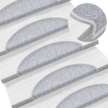 Light Grey Carpet Stair Treads | 15 pcs Non-Slip Mats