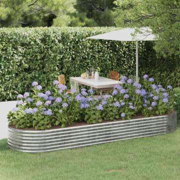 Garden Raised Bed Powder-coated Steel 322x100x36 cm Silver