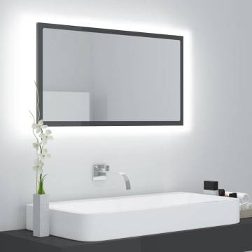 LED Bathroom Mirror High Gloss Grey - Contemporary Style