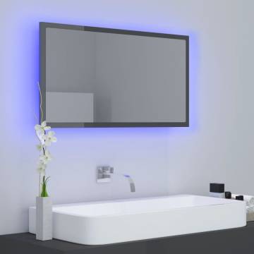 LED Bathroom Mirror High Gloss Grey - Contemporary Style