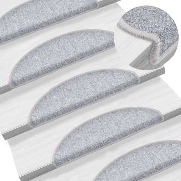 Stair Mats 10 pcs Light Grey - Non-Slip & Washable