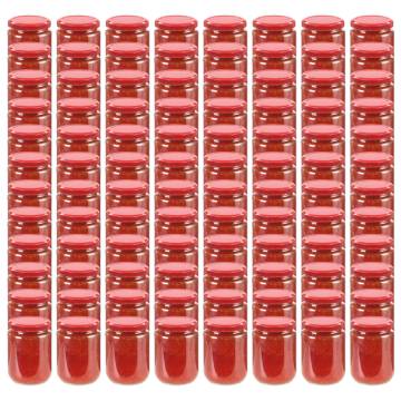 Glass Jam Jars with Red Lid - 96 pcs, 230 ml | HipoMarket