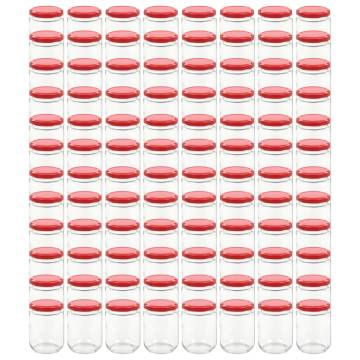 Glass Jam Jars with Red Lid - 96 pcs, 230 ml | HipoMarket