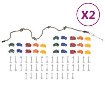 Climbing Stones with Rope - 50 pcs Multicolour for Kids Fun