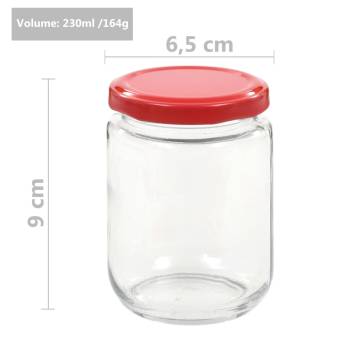 Glass Jam Jars with Red Lid - 96 pcs, 230 ml | HipoMarket