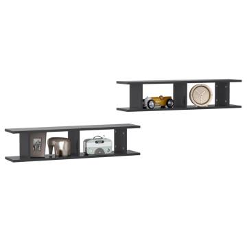 Stylish Grey Wall Shelf Set - 90x18x20 cm | Hipomarket