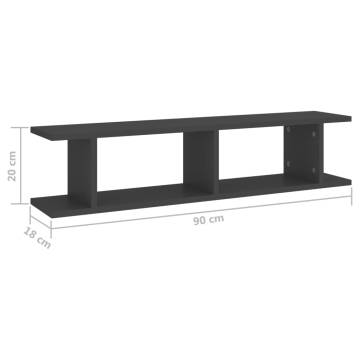 Stylish Grey Wall Shelf Set - 90x18x20 cm | Hipomarket