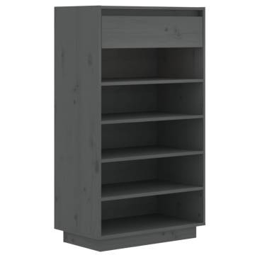 Shoe Cabinet Grey 60x34x105 cm - Solid Wood Pine Storage